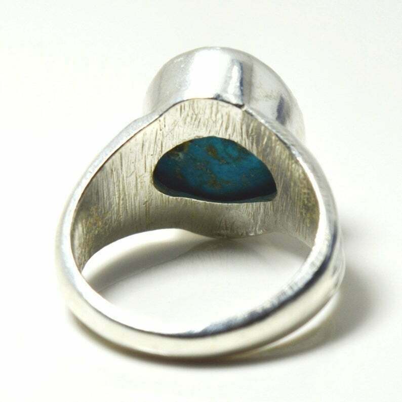 Кольцо из стерлингового серебра 925 пробы с натуральной бирюзой ручной работы, подарок, бесплатная доставка