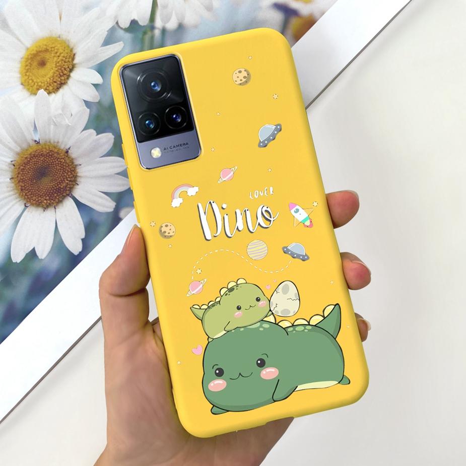 Для Vivo V21 4G Чехол V2066 V2108 Милый Мультяшный Динозавр Чехол Мягкий ТПУ Чехол для Телефона Для Vivo V21e V 21 e V2061 VivoV21 Fundas Coque