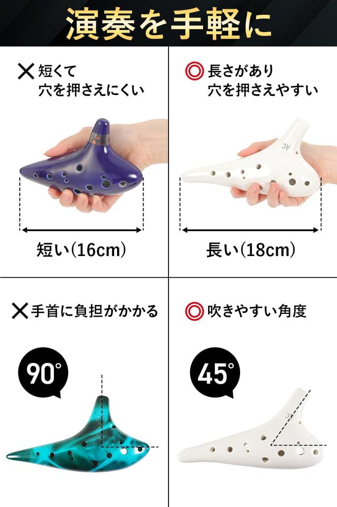 JINSELF by Ceramic Ocarina Beginner Alto Sheet White [Handcrafted Artisans] Set, C, Introductory, Children's Instrument, Music, Strap,