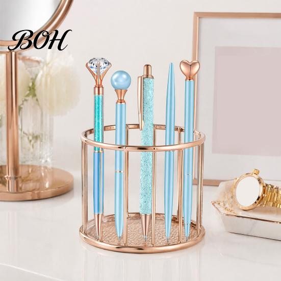 Shining Pearl Diamond Pen 5PCS Metal Ballpoint Pens, with Sparkling Rhinestone Decor, Professional Stationery Smooth Press Mechanism Writing Pen, for