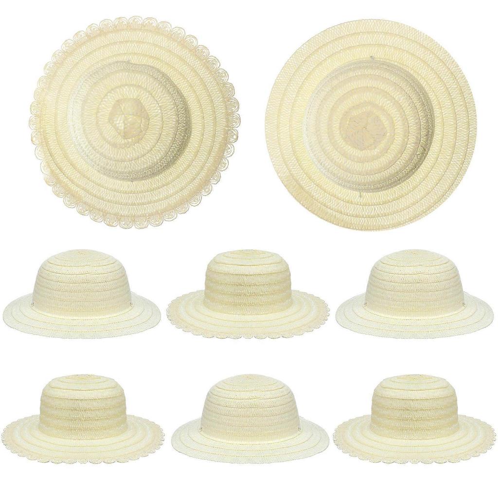 24Pcs Kids Plain Straw Hats For School Events Round Sun Protection DIY Crafts And Painting Kit less