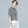 Женская летняя рубашка в полоску с коротким рукавом, стильный тонкий и удобный топ для поездок на работу