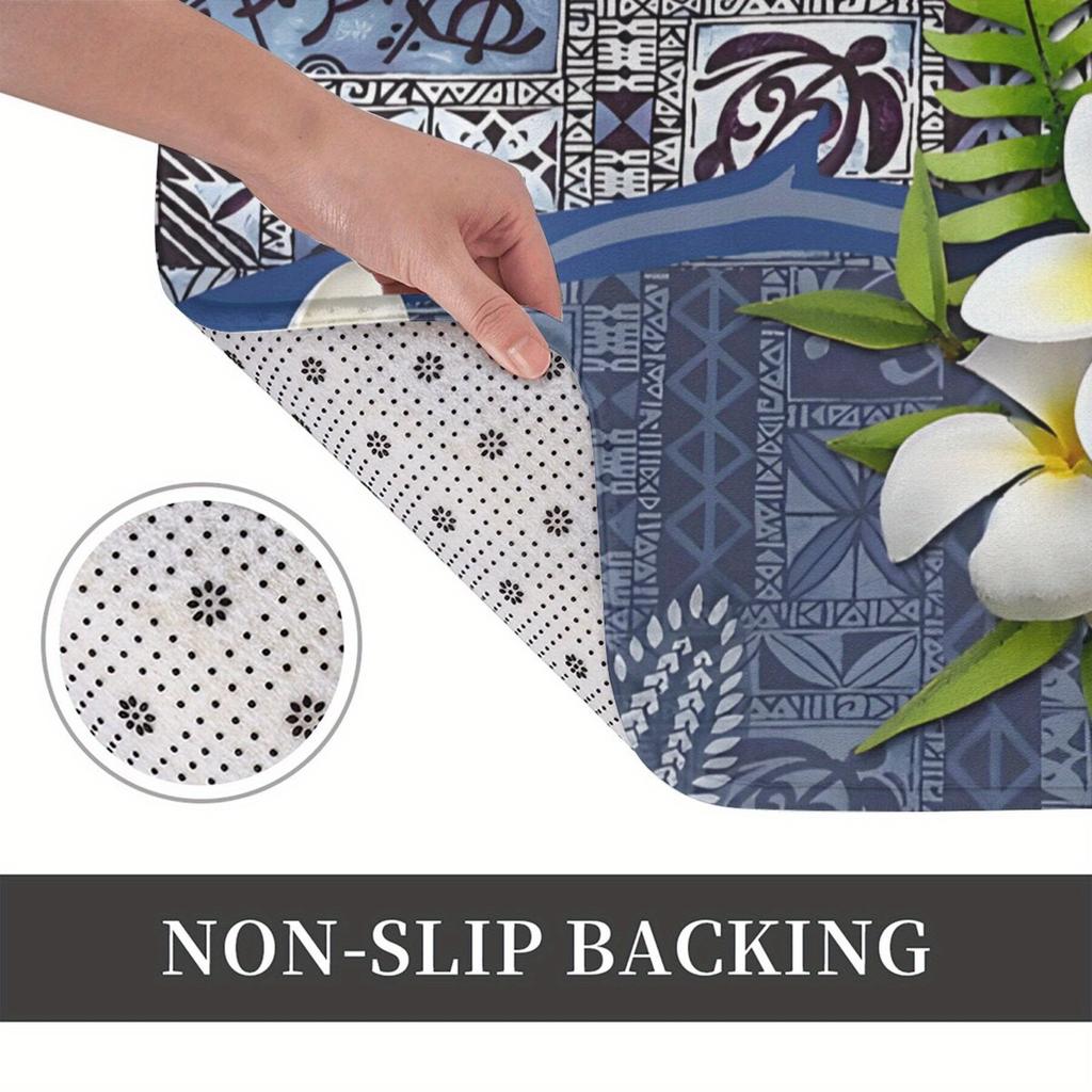 Tropical Hawaiian Floral Doormat, Decorative Non-Slip Entryway Rug for Bathroom and Patio