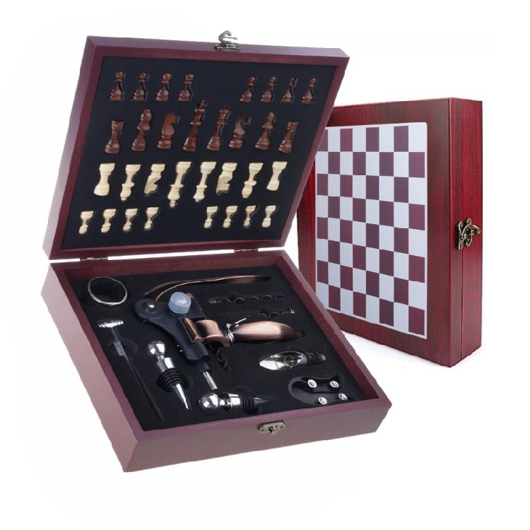 Zincs Alloys Bottle Opener and Vacuum Stoppers Wine Pourer Wine Opener Tool Set Corkscrew Wine Opener with Wood Case