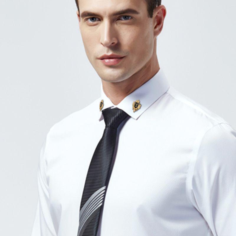 1 Pair Cross Shield Business Suit Shirt Collar Lapel Pin Brooch Tips Men Jewelry