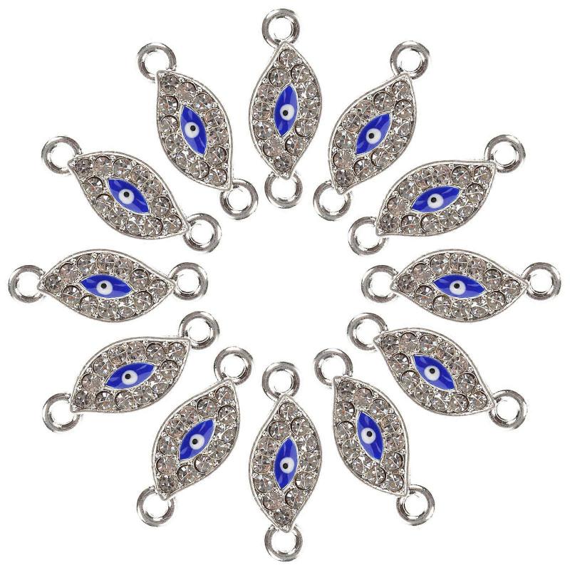 Evil Eye Charms Pendant for Craft Making Zinc Alloy Silver Color Lightweight for Daily Use 20 Pieces