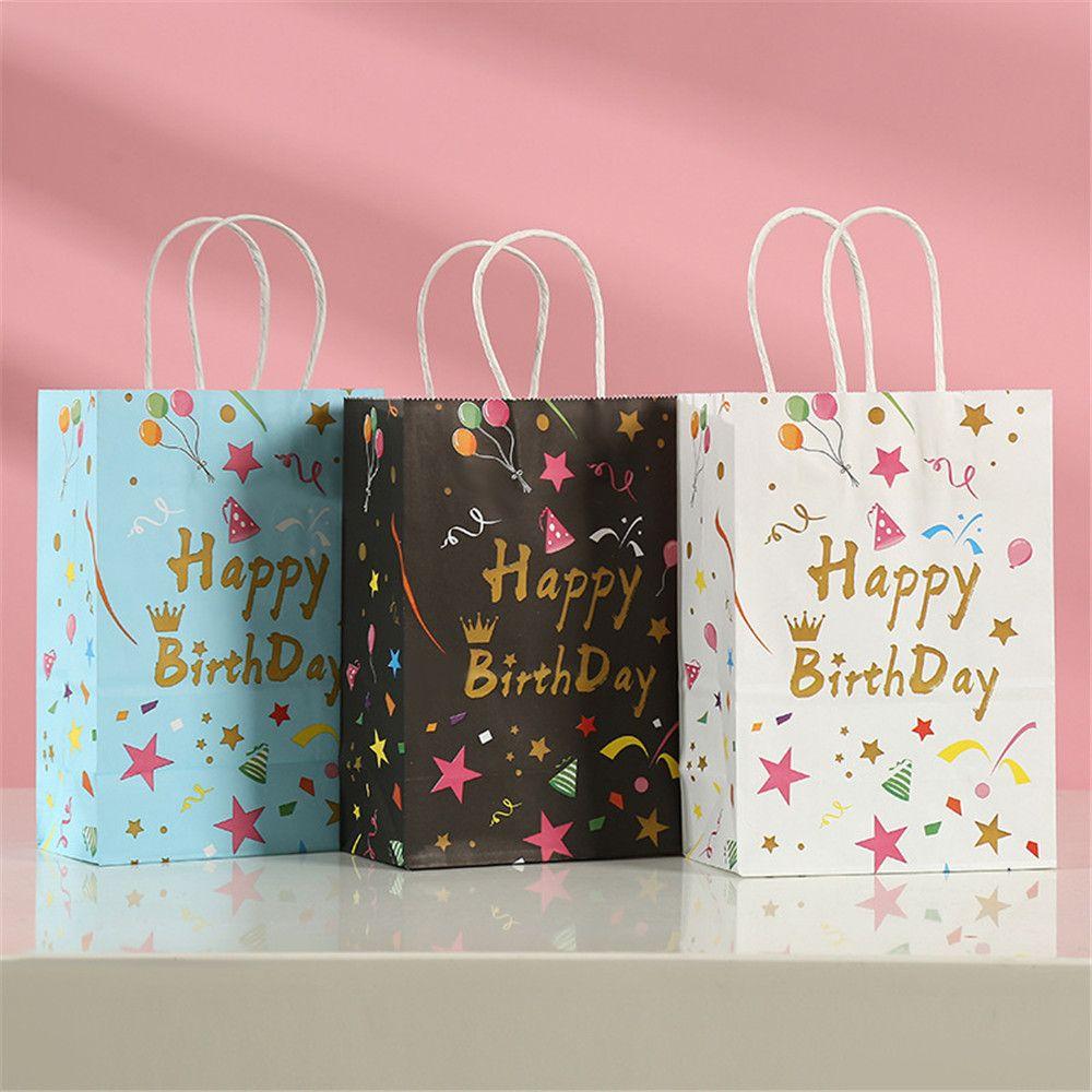 Packaging Cake Baby Shower Balloon Kraft Paper Gift Paper Bags Happy Birthday Cartoon Candy Bag