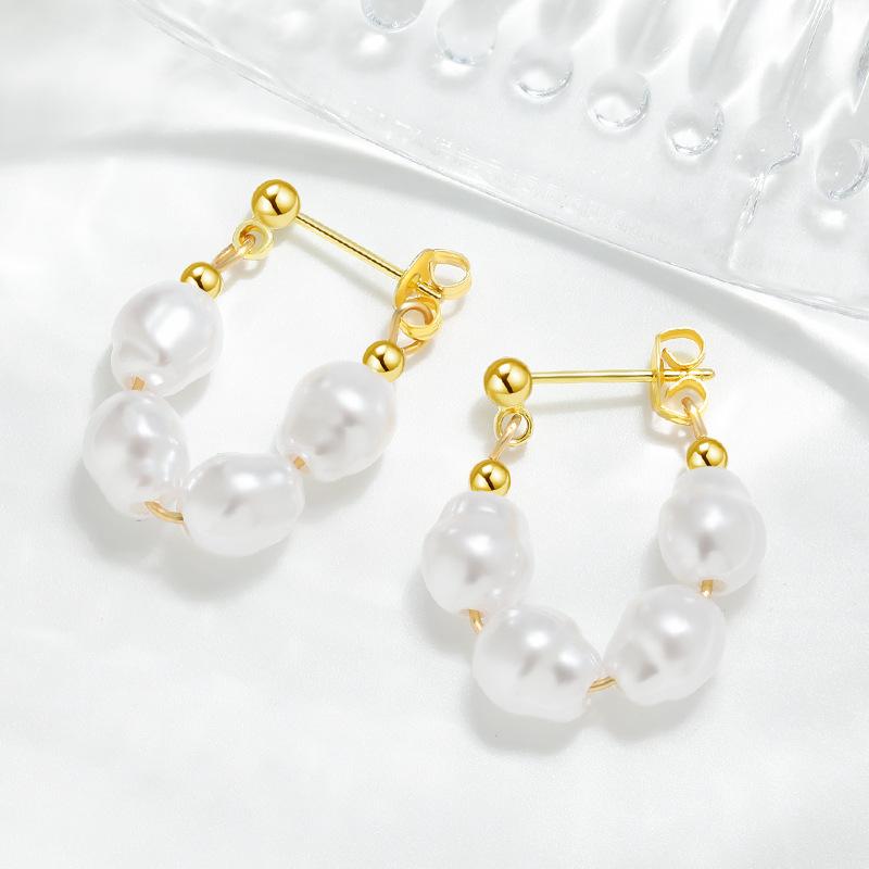 Серьги-пряжки из французского пресноводного жемчуга в форме буквы U, осенне-зимние, в стиле барокко для дворца