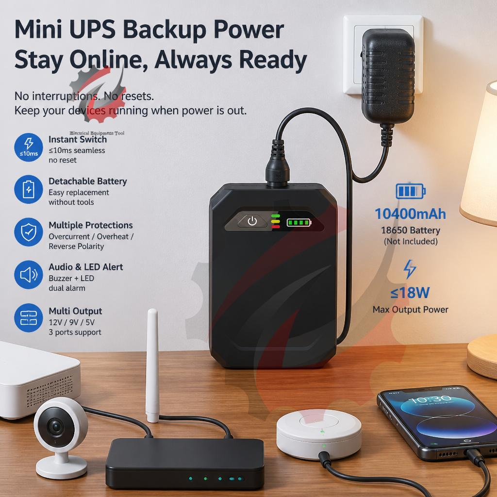 Portable Emergency UPS Power Bank without Battery DC USB 5V/9V/12V Output Anti‑Reverse Protection Uninterruptible Power Supply