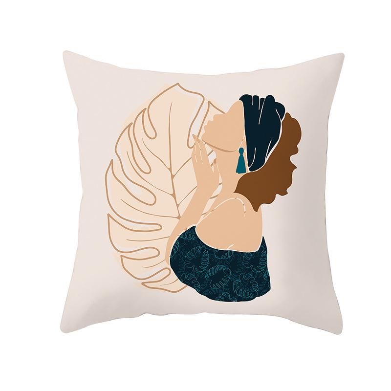 Скандинавская Абстрактная Женская Персиковая Кожа Бархатная Наволочка с Принтом Домашняя Мода Прикроватный Диван Офис Наволочка