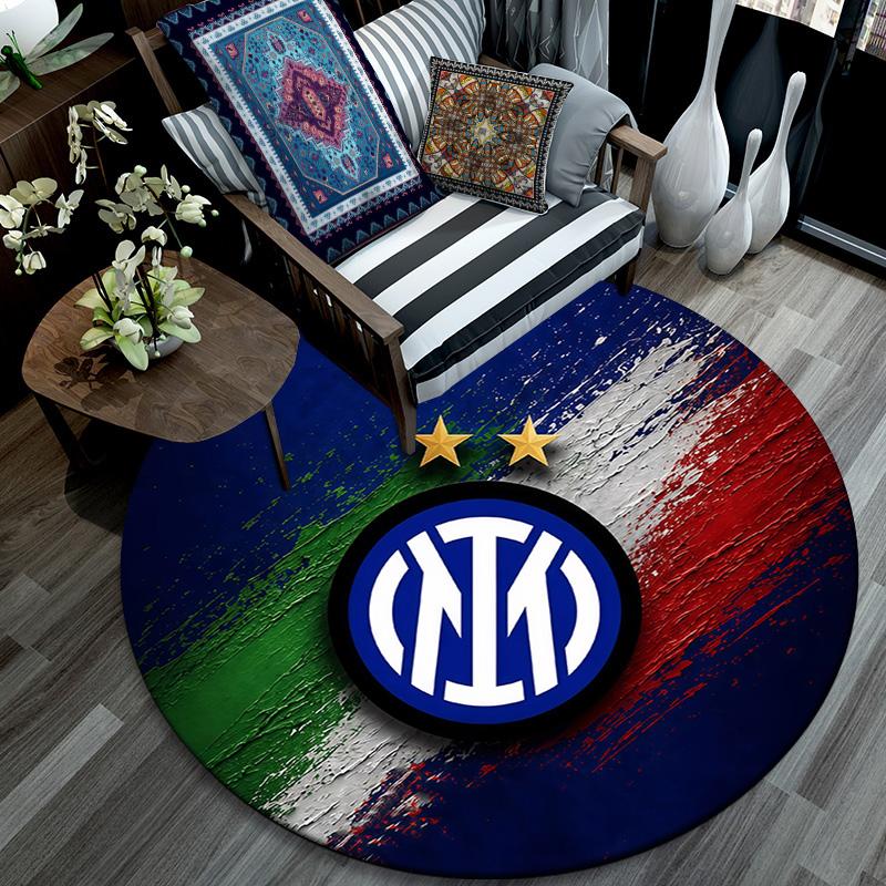 Football Club Internazionale Milano Round Area Rug,Carpet Rug for Living Room Bedroom Sofa Playroom Decor,Non-slip Floor Mat