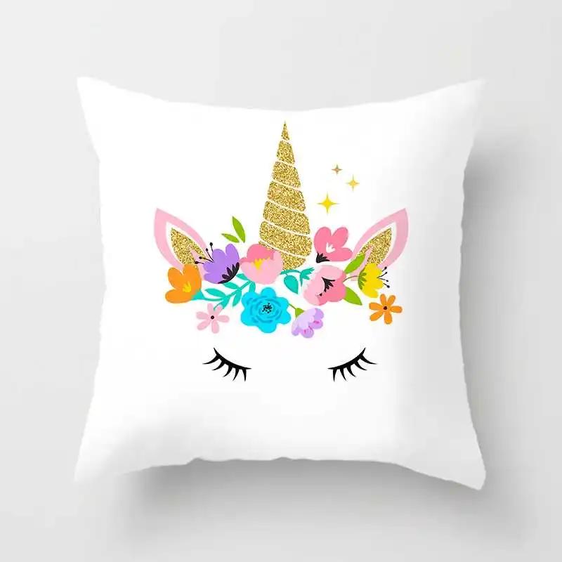 Мультяшный единорог, креативный дизайн розовой девушки, простая домашняя наволочка
