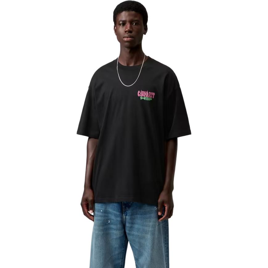 Carhartt WIP SS26 Летняя футболка с принтом багажной бирки Свободный крой Логотип на спине Буквы Повседневная с принтом Круглый вырез Короткий рукав Футболка Унисекс Топы I036892-89-XX