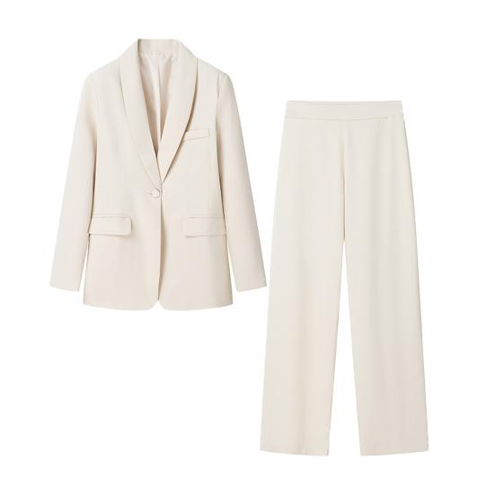 2 шт./компл. женский офисный наряд с лацканами, длинный рукав, одна пуговица, пиджак, высокая талия, длинные брюки, комплект деловой рабочей одежды