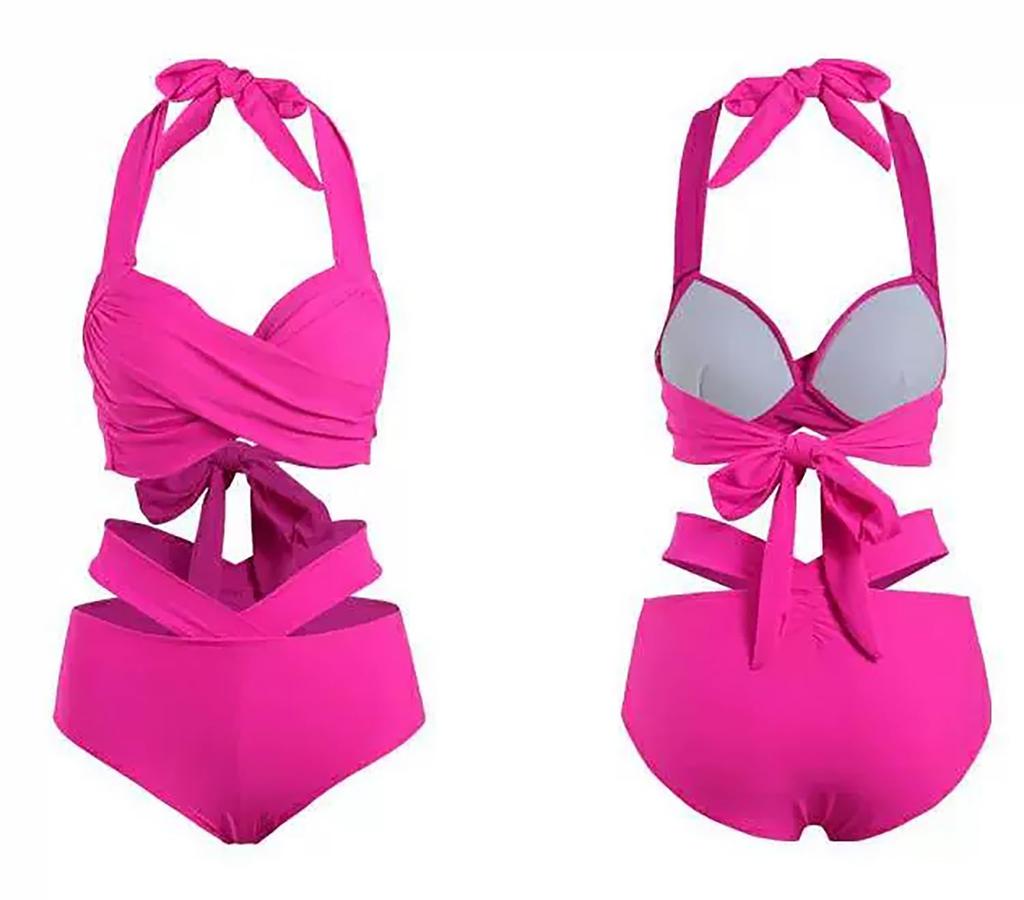 Bikini Triangle Stylish Top and Bottom Set for Hot Springs and Beaches Rose [ZIMUYLOP] Women's 2-Piece Set, Separates, Wire-Free, Ruffled, (JP,