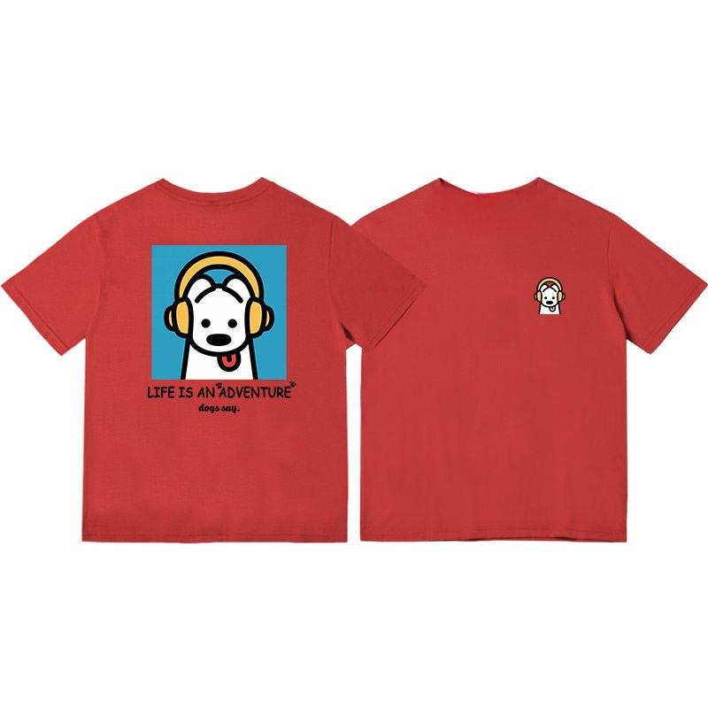 Hot Japanese And Korean Fun Back Dog Print Shortsleeved Tshirt For Unisex And Unisex With A Round Neck Cotton Summer