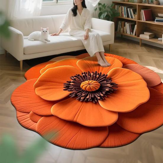 3D Цветочный коврик для пола Абсорбирующий коврик для ванной Реалистичный цветочный ковер с нескользящей основой для ванной комнаты, гостиной, спальни, прихожей