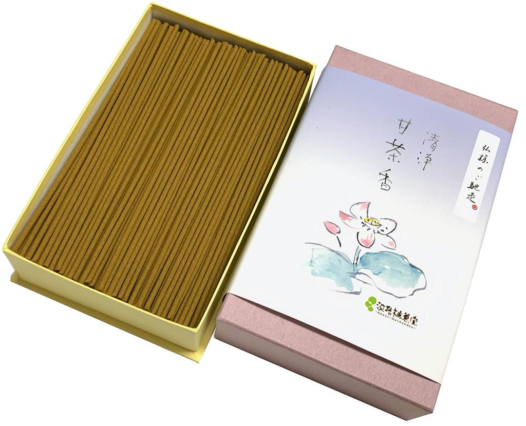 Awaji Baikondou Purifying Sweet Tea Fragrance Premium Incense for Buddhist Flower Memorial and Other Purifying Delightful To Gods and 160g Incense,