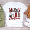 Casual Leopard Merry Christmas Tree Graphics Women T-Shirt 90S Kids Summer Shirts Loose White Female Tops Cute Children Clothes