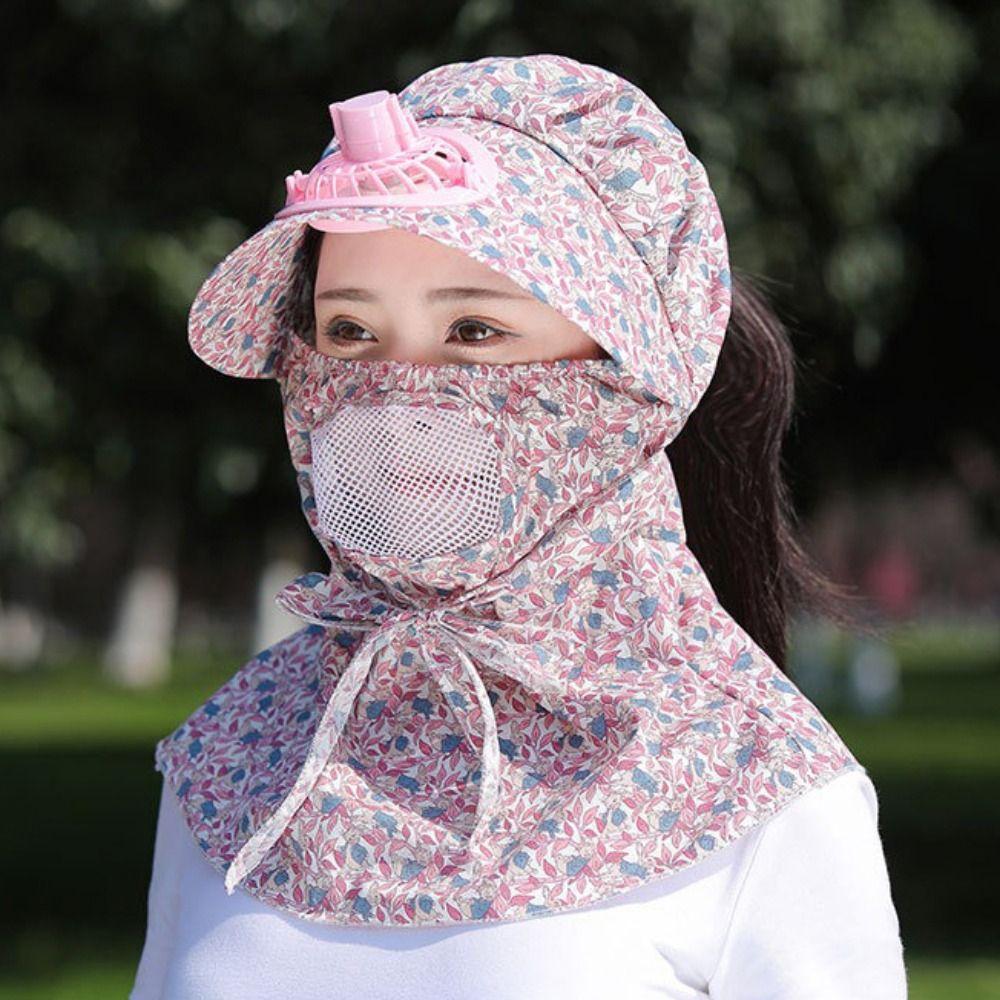 with Electric Fan Face Hood Hat Breathable Sunscreen Hat New Fan Camping Hat Outdoor