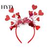 Feather Cat Ears Headband Valentines Day for Women Glitter Love Heart Hair Accessory Valentine's Wedding Birthday Party Supplies Red Valentine
