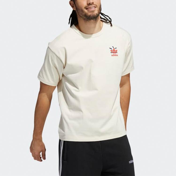Adidas Футболка Originals Trefoil Casual Breathable с круглым вырезом и коротким рукавом для мужчин, белые H62577