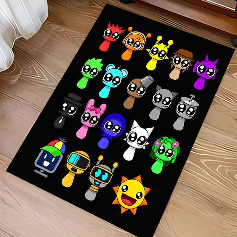 1pc Sprunki9 Print Area Rug - Soft, Washable Non-Slip Indoor Mat for Office Chairs, Living Room, Home Office Decorative Rug