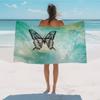 Beach Towel Butterfly Bath Pool Towels Ombre Teal Green Wings Absorbent Beach Towel Soft Large Quick Dry Lightweight Camping
