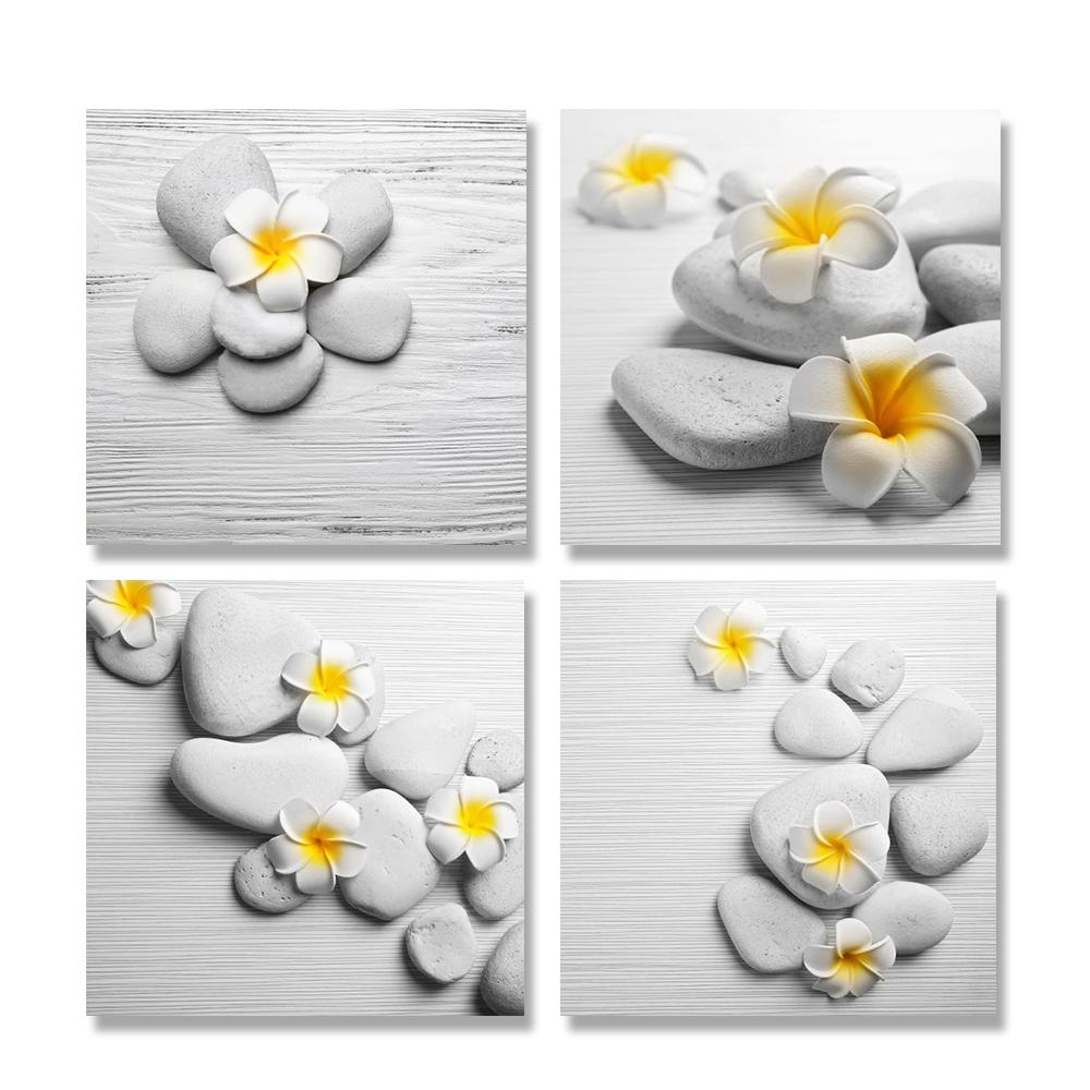 Винтажные желтые цветы, спа, холст, картина, настенное искусство, дзен, каменные постеры и принты для ванной комнаты, настенное искусство, домашний декор, Cuadros