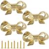 4 PCS Bronze Cupboard Door Pull Knob Vintage Bowknot Drawer Handle Furniture Dresser Knob Single Hole Drawer Knob for Home Decor