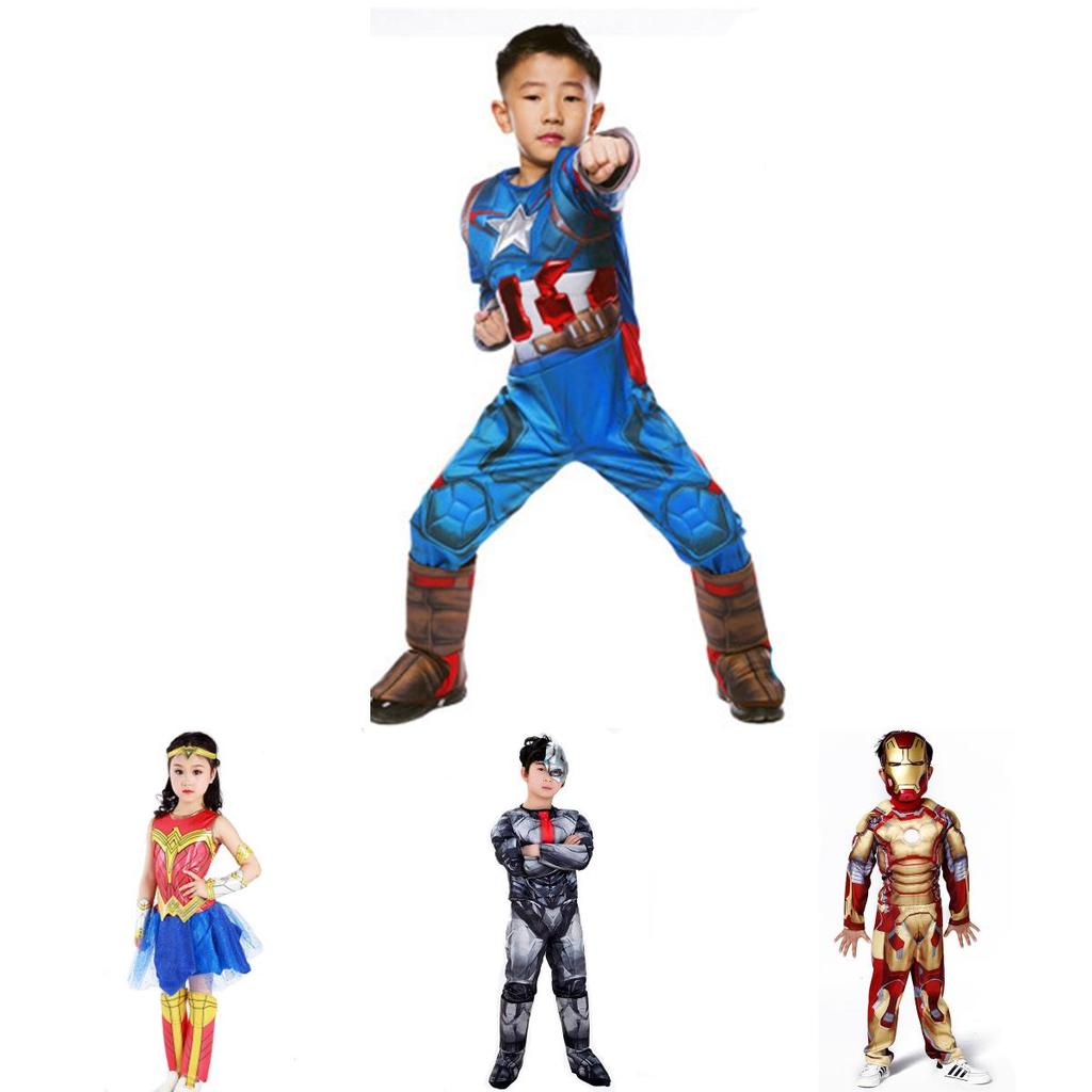 Великолепный детский костюм на Хэллоуин Супергерой Бэтмен Супермен Косплей Костюм для мальчиков и девочек