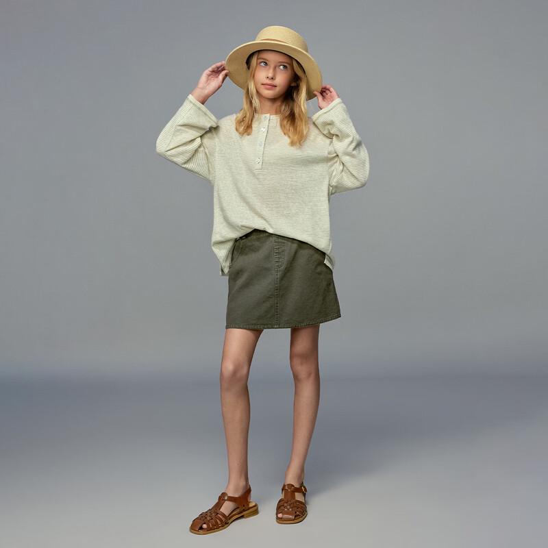 Девочковая полосатая футболка-henley с длинным рукавом ELLE KIDS