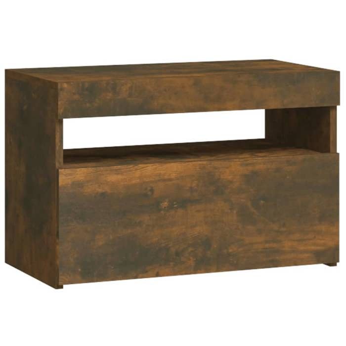 Table de chevet - Maison Exclusive - Chêne fumé - Éclairage LED RVB - Grand espace de rangement