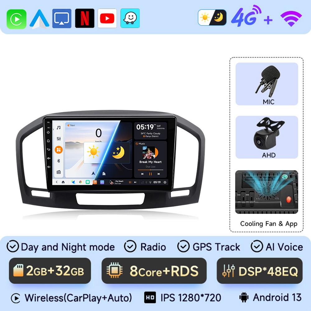 JIUYIN Автомагнитола Android 13 Для Buick Regal Opel Insignia 2009 - 2013 беспроводной CarPlay Auto интеллектуальные системы авто Lect