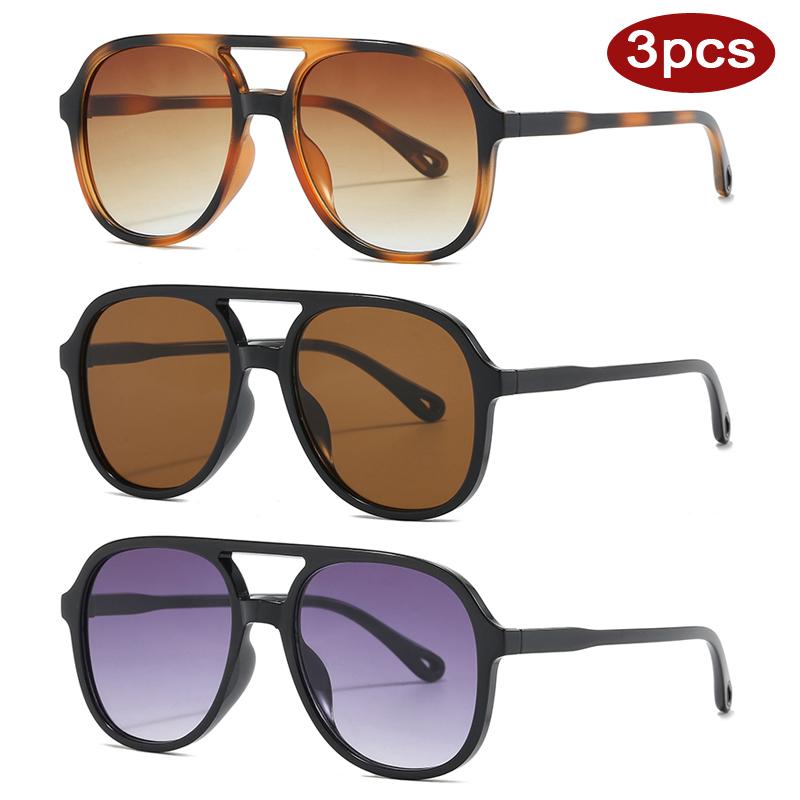 Protective Glasses 3Pcs Fashion Simple Style Square Sunglasses Vintage Multi Color Uv400 Eyeglasses Outdoor Casual Glasses