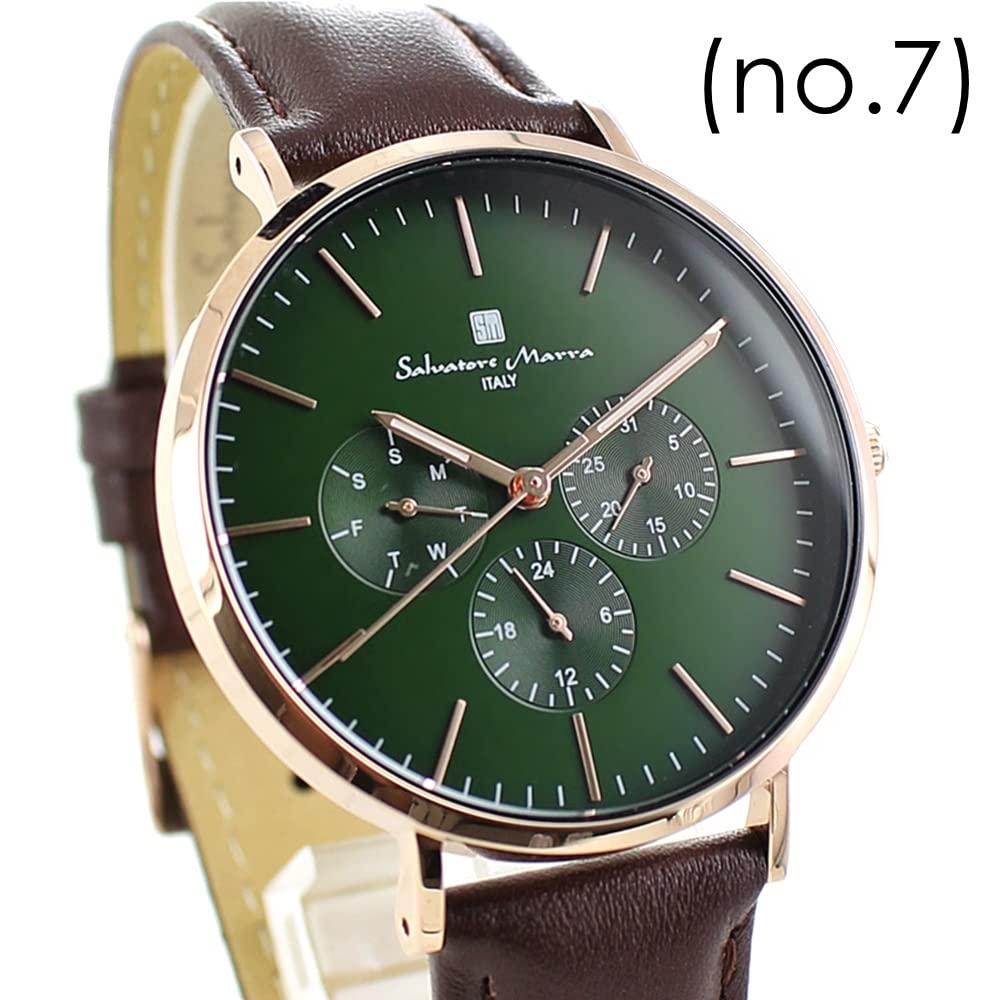 Salvatore Marra Часы Кожаные Часы Часы Аналоговые Дата Календарь Выбор Серии SM22102 Часы x [Salvatore Marra] Мужские Женские [] (Зелёный Коричневый)