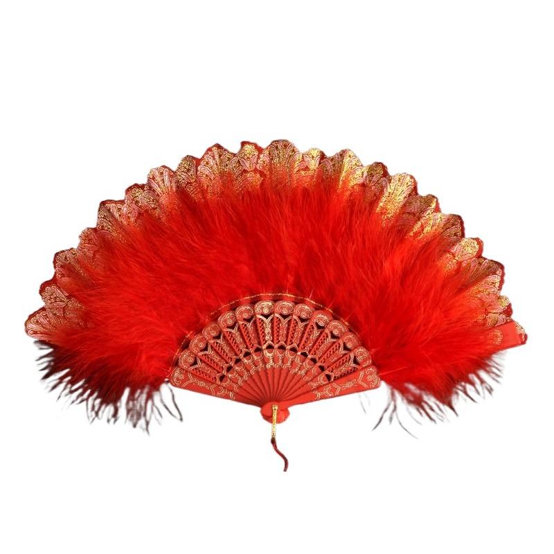 Новый Винтажный Классический Складной Веер Лолиты - Ретро Танец, Показ Ципао и Придворный Веер, Элегантный Веер из Перьев для Домашнего Декора