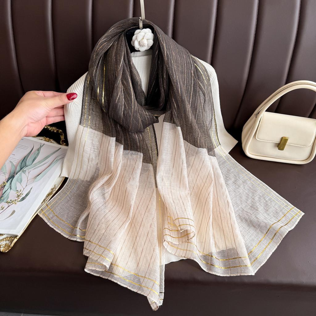 Бренд Женский шелковый шарф Женский полосатый Фуляр Женский Пашмина Шали и накидки Большого размера Шарфы Пляжное полотенце Бандана Мусульманский хиджаб