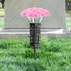 14 Pcs Graveyard Flower and 2pcs Graveyard Flower Baskets Pink Carnation Flower Cemetery Flower Vase Reusable To Create Elegant Cemetery Decoration