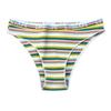 Women's Rainbow Striped Low-Rise Pure Cotton Panties - Cute & Breathable with Half Hip Coverage for Teens