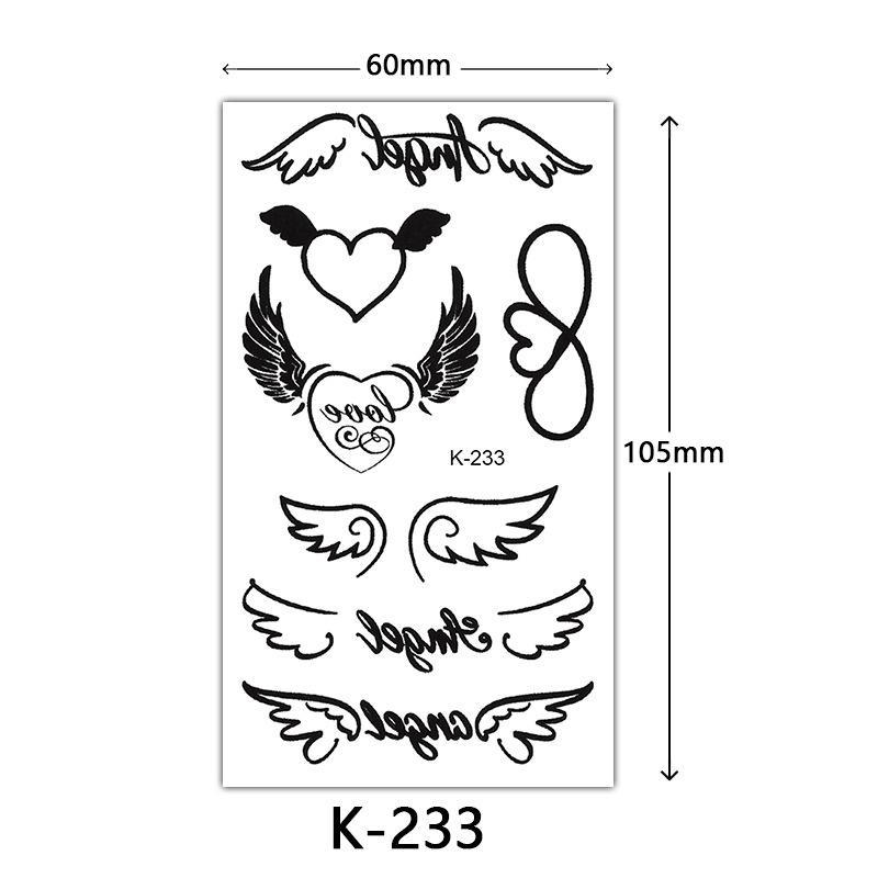 English Letter & Flower Butterfly Tattoo Stickers - Waterproof & Sketch Line Design