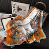 Leaf Flying Bird Silk Scarf Women'S Square Scarf 70Cm Simulation Silk Scarf Lily Color Matching Foreign Style Scarf Shawl