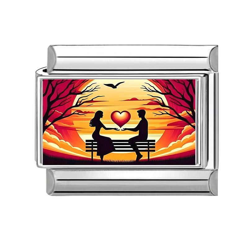 Sweet Personalized DIY Italian Love Series Charm Bracelet Heart Cat Eyes Bead Fit 9mm Bracelet Stainless Steel Valentine's Gift