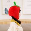 Super Soft Tomato Shape Plush Hat Fluffy Cosplay Hat Winter Headwear Warm Earflap Cap  Adult Kids
