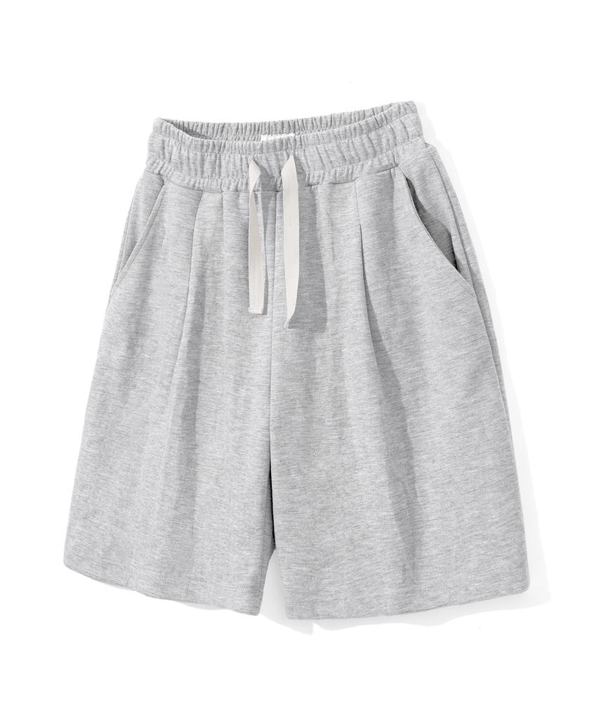 COSTUME O’CLOCK [Coolpass] Elastic Waist Wide One-Pleat Sweat Half Pants 3 Colors