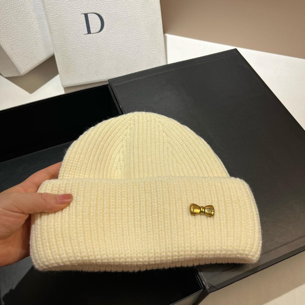 High Stretch Sheep Wool Soft Waxy Knitted Hat Women'S Original Sweet Bow Wool Hat Winter Cold Hat