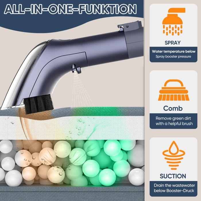 550W Carpet Cleaning Machine, 17 kPa, 1.5 L + 1.2 L Dual Water Tanks, 80 dB, 4 m Power Cord