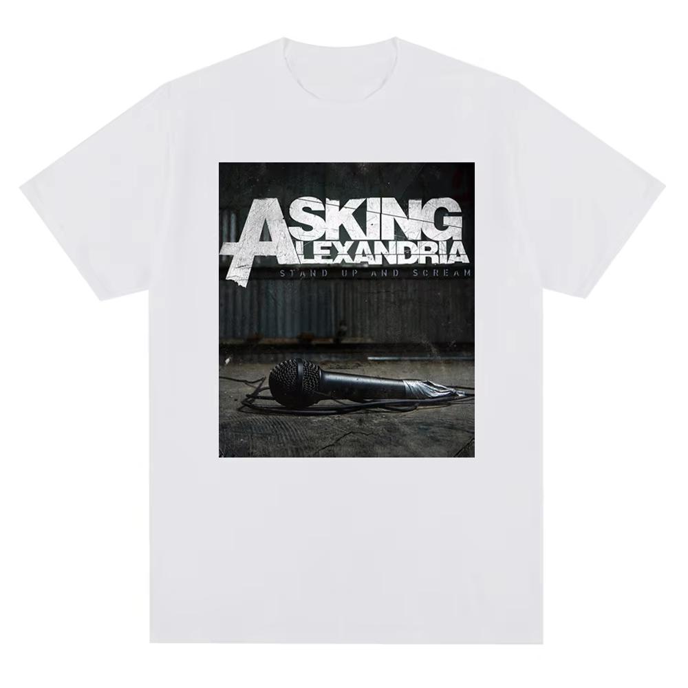 Streetwear Vintage Asking Alexandria Band British Metal Core Mens Summer Cotton Casual Short Sleeve T-Shirt Top Harajuku Hip Hop