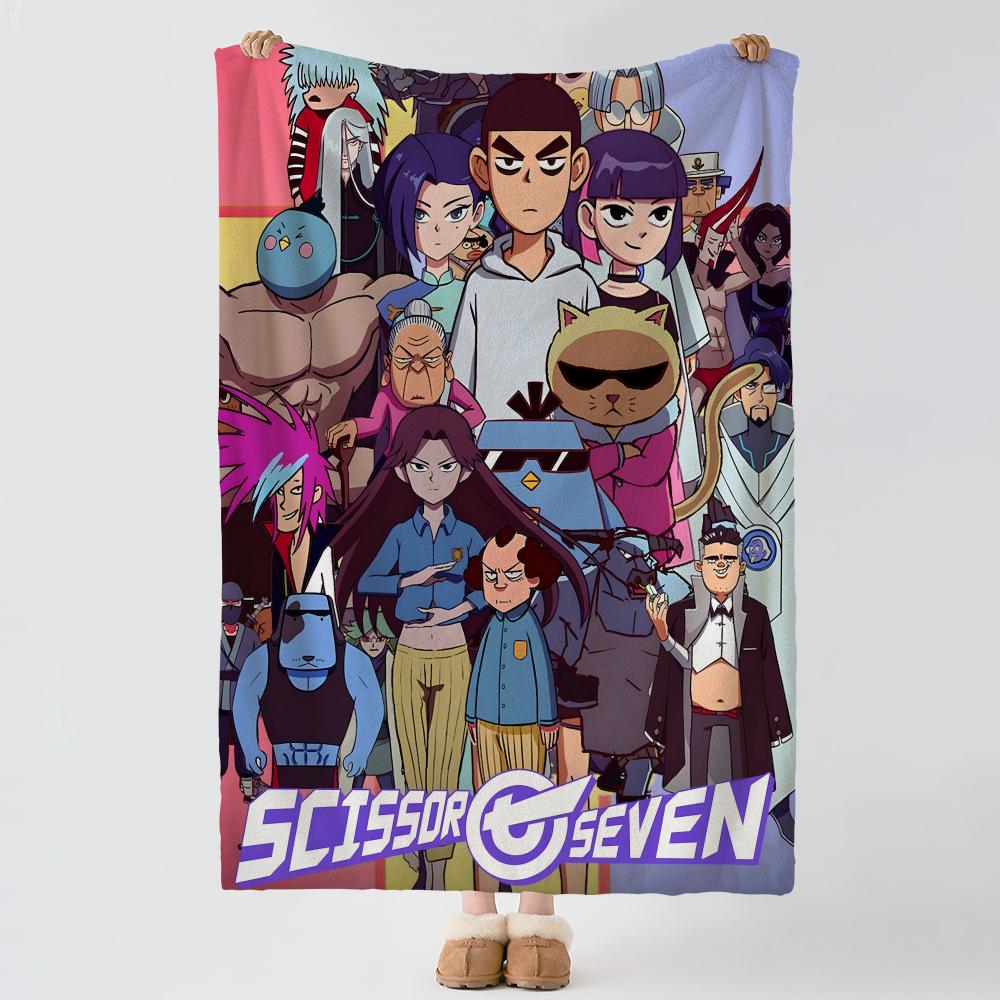 Anime SScissor SSeven Throw Soft Warm Flannel Blanket Multiuse Throw for Bed Sofa Office Air Conditioning Nap Blanket