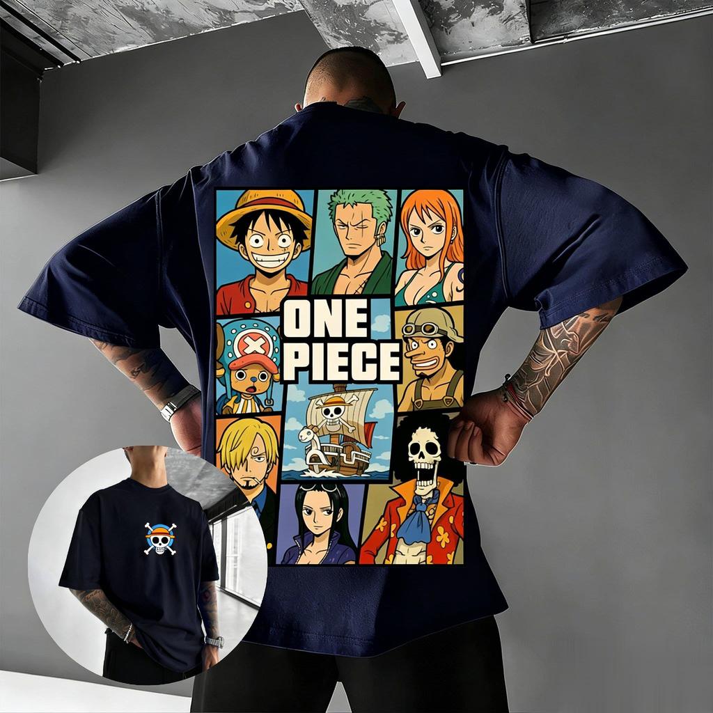 Аниме Футболка One Piece Мужская Женская с Принтом Luffy Zoro Nami Хлопок Короткий Рукав Летняя 2026 Y2k Уличная Повседневная Графическая
